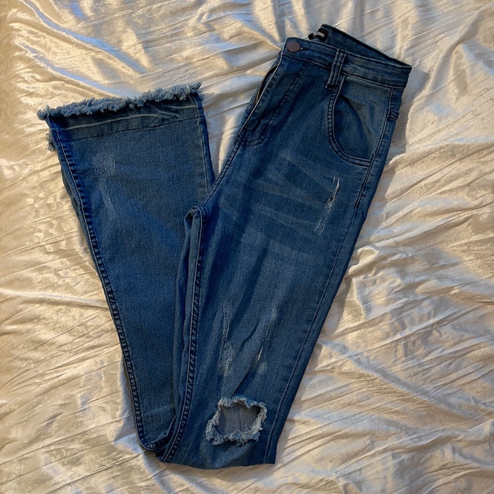 Bootcut ripped jeans (long)